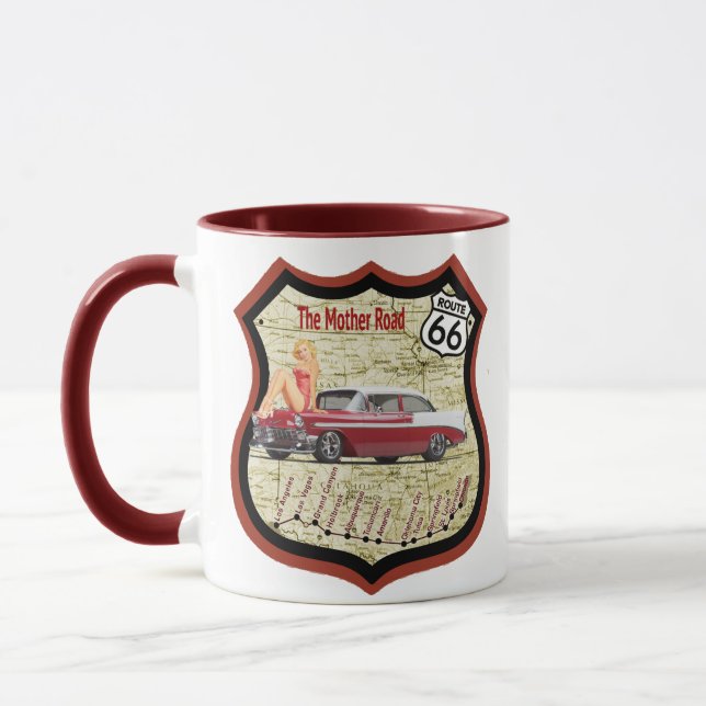 Route vintage 66 Mug (Gauche)