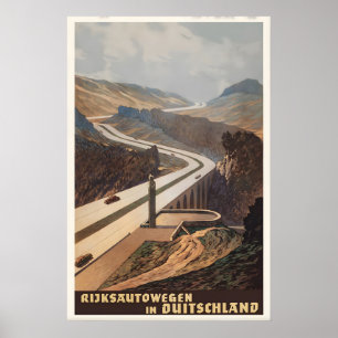 Routes nationales en Allemagne Affiche de voyage v