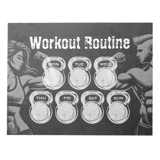 Routine Weekly Planer Chic Gym Kettlebell Notizblock (Vorderseite)
