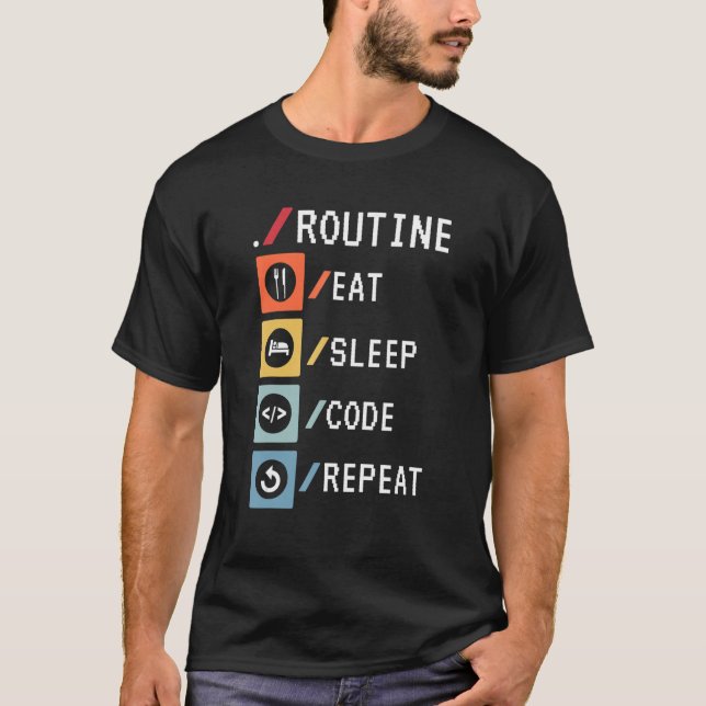 Routinemäßiger Ausschlafcode Wiederholung der Code T-Shirt (Vorderseite)