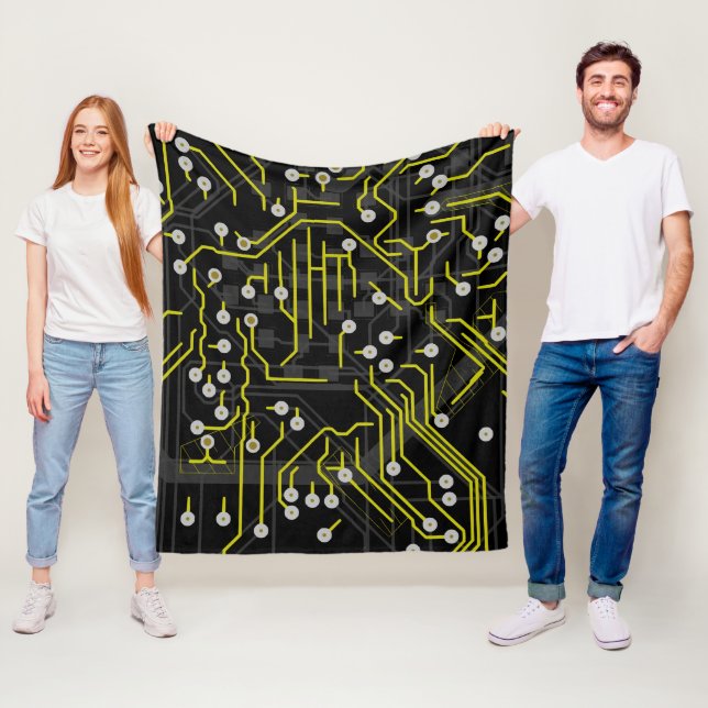 Routing-Prozess Graugelb Abstrakte moderne Geek Fleecedecke (Beispiel)