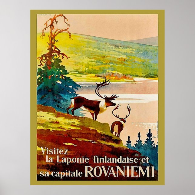 Rovaniemi, Finland, reindeers on the coast Poster (Vorne)
