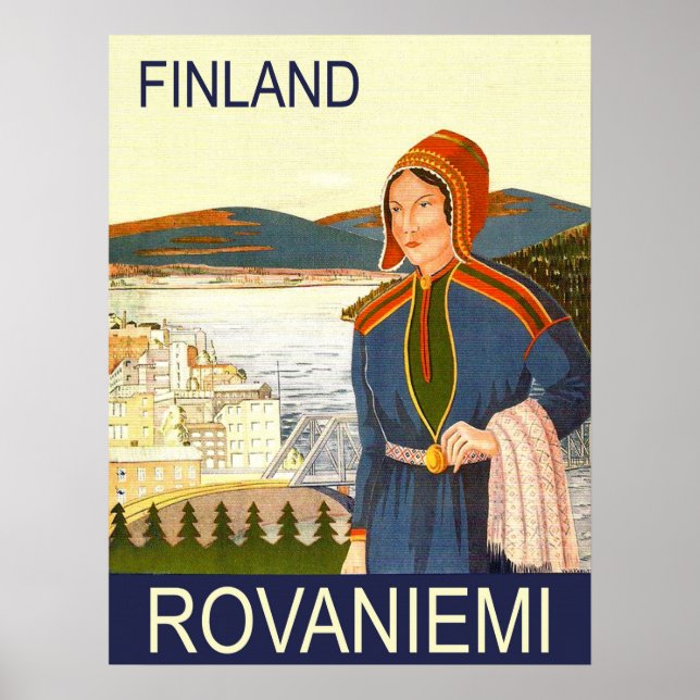 Rovaniemi, Finnland, Frau an der Küste Poster (Vorne)