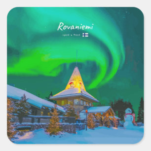 Rovaniemi, Finnland - Magische Aurora Quadratischer Aufkleber