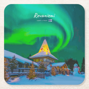 Rovaniemi, Finnland - Magische Aurora Rechteckiger Pappuntersetzer