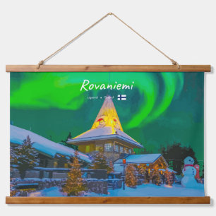 Rovaniemi, Finnland - Magische Aurora Wandteppich Mit Holzrahmen