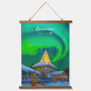 Rovaniemi, Finnland - Magische Aurora Wandteppich Mit Holzrahmen