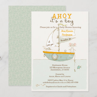 Row Boat Baby Shower Einladung für einen Jungen