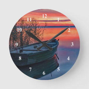 Row Boat Clock Runde Wanduhr