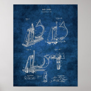 Row Boat Oar Lock Patent Art Poster