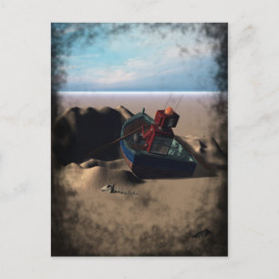 Row Boat Robot Postcard Postkarte