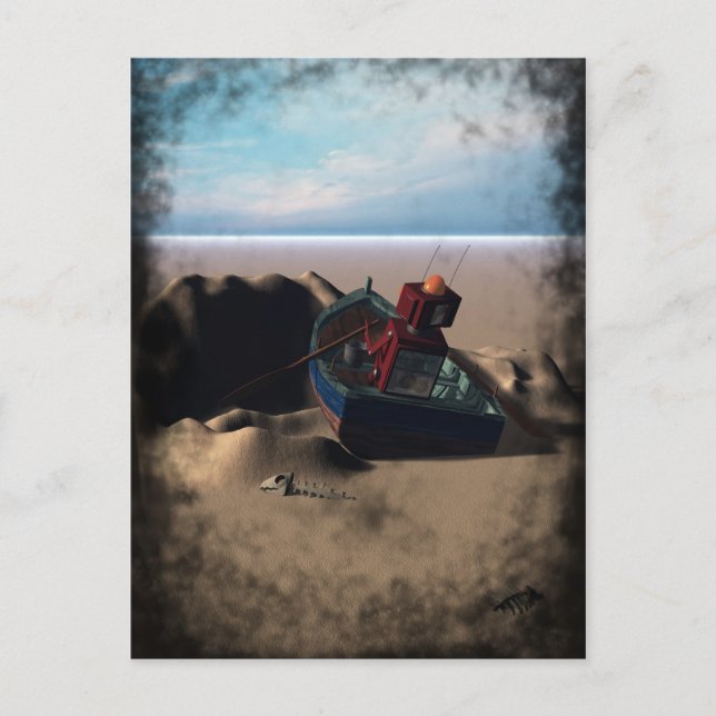 Row Boat Robot Postcard Postkarte (Vorderseite)