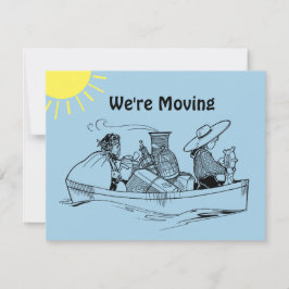Row Boat Wir bewegen Blue Announcement Card Ankündigung