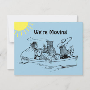 Row Boat Wir bewegen Blue Announcement Card Ankündigung
