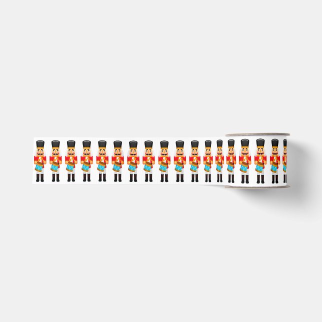 Row of Red Christmas Nutcracker Drummers Ripsband (Vorderseite)