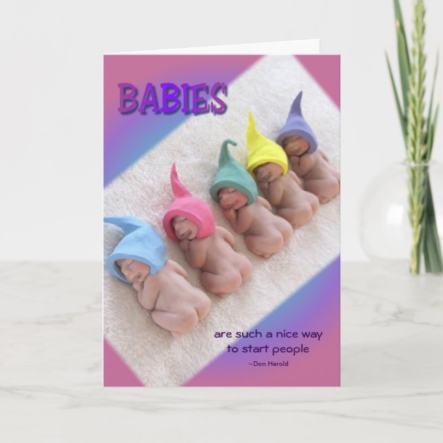 Row of Sleeping Babies, Polymer Clay Elves Karte (Vorderseite)