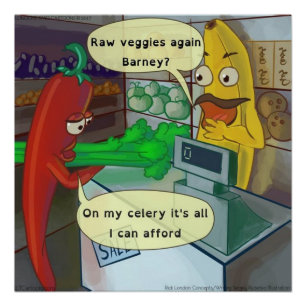 Row Vegan Veggie Shopping Funny Rick London Poster