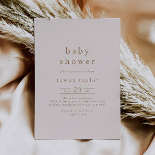ROWAN Boho Pink Gold Girl Simple Baby Dusche Einladung
