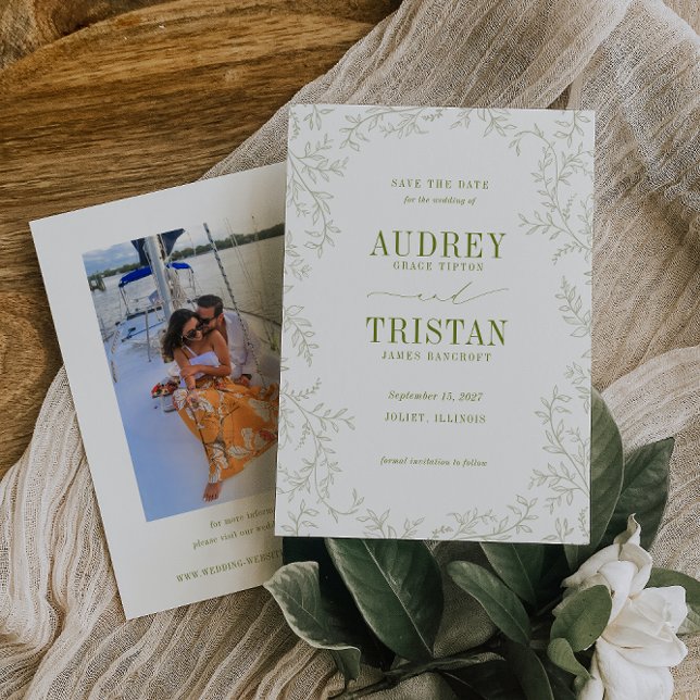 ROWAN Botanical Wedding Photo Save The Date (Von Creator hochgeladen)