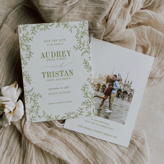 ROWAN Botanical Wedding Photo Save The Date (Von Creator hochgeladen)