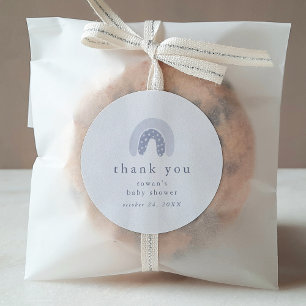 ROWAN Boy Blue Boho Rainbow Baby Dusche Vielen Dan Runder Aufkleber