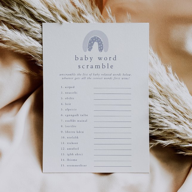 ROWAN Boy Rainbow Baby Shooter Word Scramble Game Einladung (ROWAN Boy Rainbow Baby Shower Word Scramble Game Invitation)