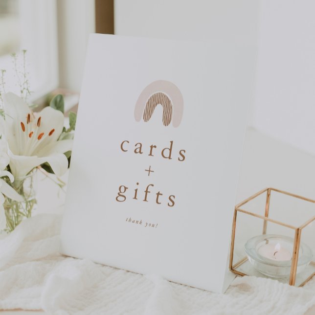 ROWAN Girl Boho Rainbow Baby Duschkarten Geschenke Sockelschild (ROWAN Girl Boho Rainbow Baby Shower Cards Gifts Pedestal Sign)