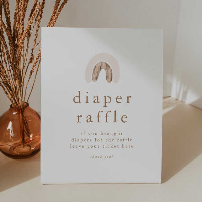 ROWAN Girl Boho Rainbow Baby Shower Diaper Raffle Sockelschild (ROWAN Girl Boho Rainbow Baby Shower Diaper Raffle Pedestal Sign)