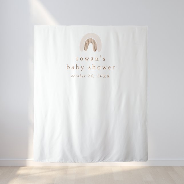 ROWAN Girl Pink Boho Rainbow Baby Duschvorhang Wandteppich (ROWAN Girl Pink Boho Rainbow Baby Shower Backdrop)