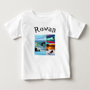 Rowan Name Mit Surfenden Schimpansen, Baby T-shirt