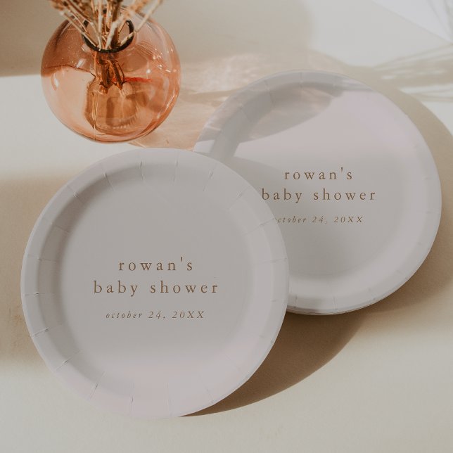 ROWAN Pink und Gold Boho Moderne einfache Babydusc Pappteller (ROWAN Pink and Gold Boho Modern Simple Baby Shower Paper Plates)