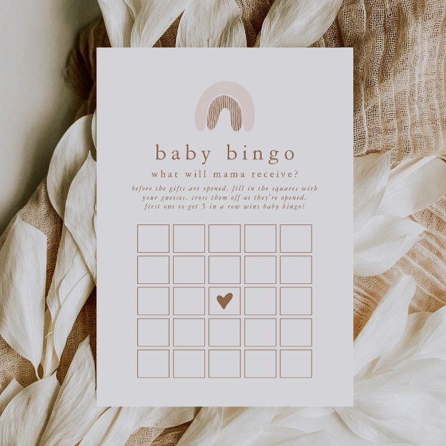 ROWAN Rainbow Baby Bingo Baby Duschkarte Einladung (ROWAN Rainbow Baby Bingo Baby Shower Game Card)