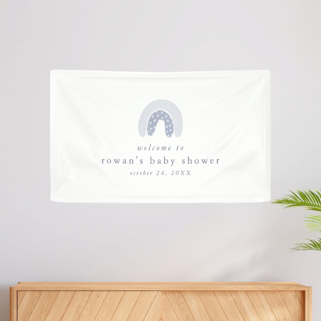 ROWAN Summer Boy Blue Boho Rainbow Baby Dusche Banner (ROWAN Summer Boy Blue Boho Rainbow Baby Shower Banner)