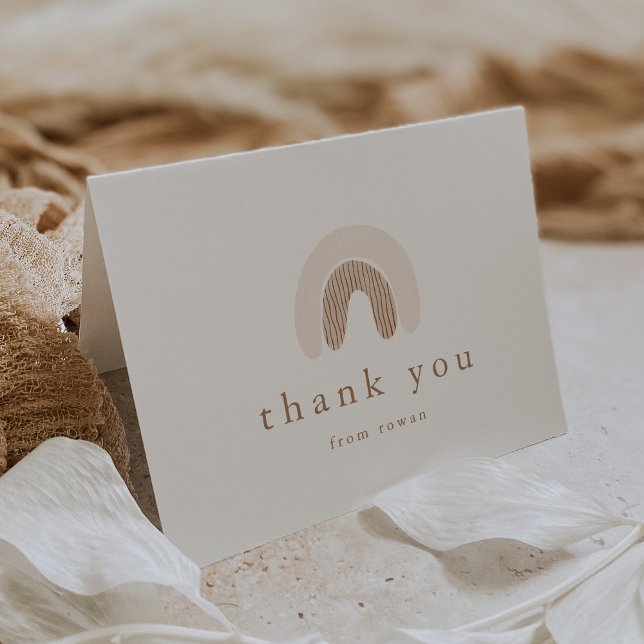 ROWAN Summer Girl Pink Boho Rainbow Baby Dusche Dankeskarte (ROWAN Summer Girl Pink Boho Rainbow Baby Shower Thank You Card)