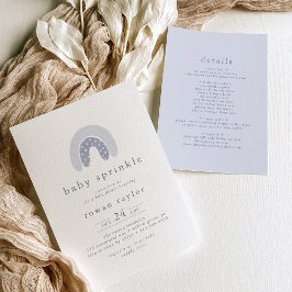 ROWAN Unique Boy Blue Boho Rainbow Baby Sprinkle Einladung