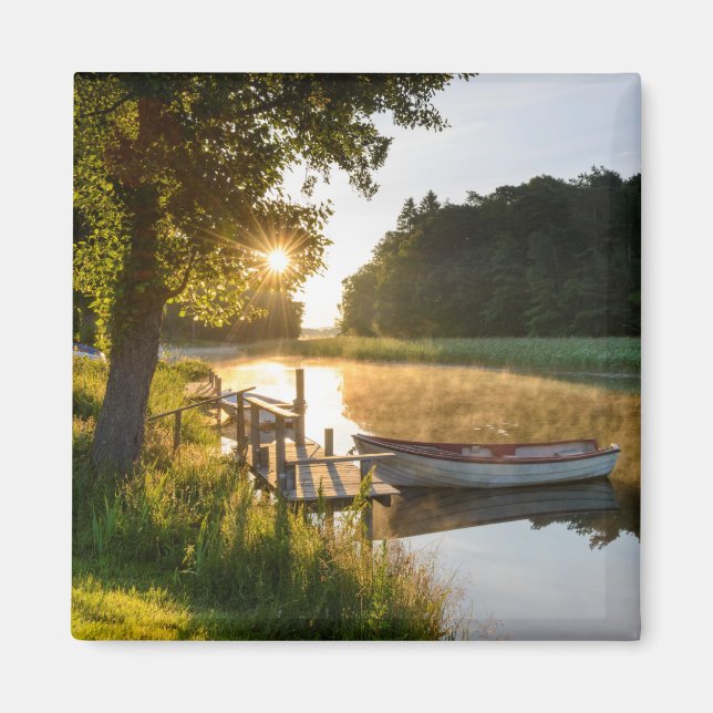 Rowboat Am See verankert Magnet (Vorne)