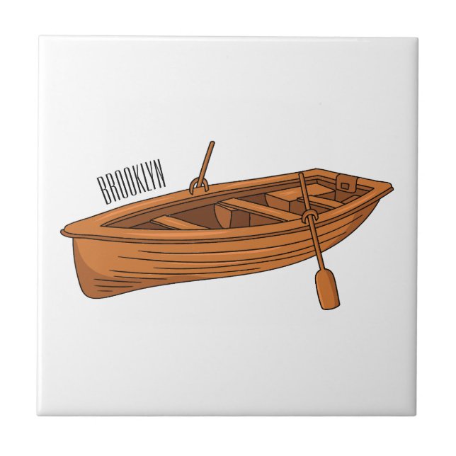 Rowboat-Cartoon-Abbildung Fliese (Vorderseite)
