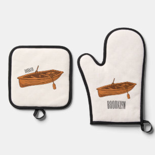 Rowboat-Cartoon-Abbildung Ofenhandschuh & Topflappen-Set
