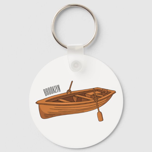Rowboat-Cartoon-Abbildung Schlüsselanhänger (Vorderseite)