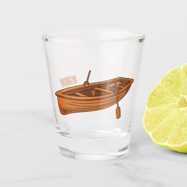 Rowboat-Cartoon-Abbildung Schnapsglas (Vorderseite)
