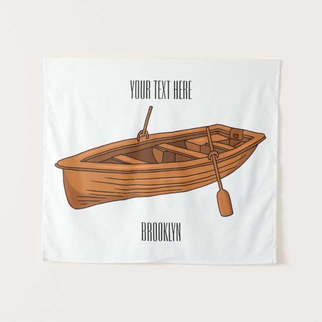 Rowboat-Cartoon-Abbildung Wandteppich (Vorderseite (Horizontal))