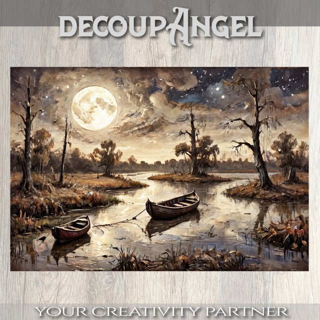 Rowboote in der Herbstlandschaft - Decoupage - Seidenpapier (Von Creator hochgeladen)