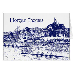 Rowers D'Équipage Course Avec Boathouse Blue