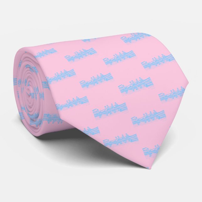 Rowers Sky Blue Crew Team Water Pink Krawatte (Gerollt)