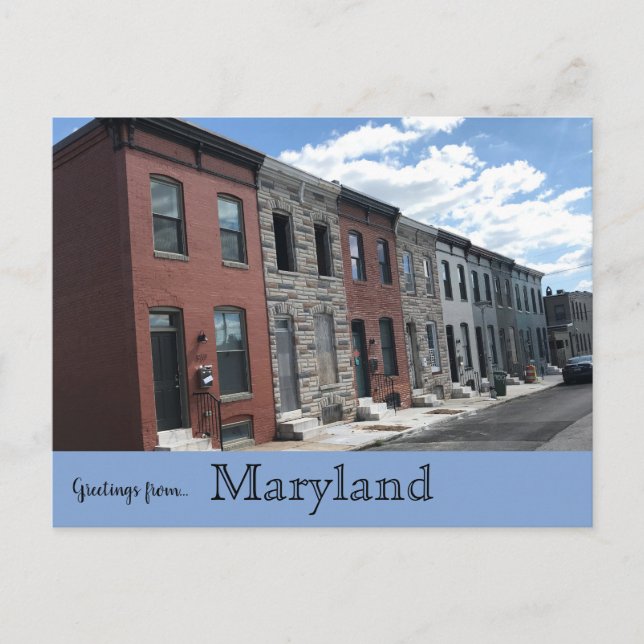 Rowhousous an North Port Street Baltimore Maryland Postkarte (Vorderseite)