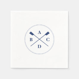 Rowing crossed oars navy initials serviette