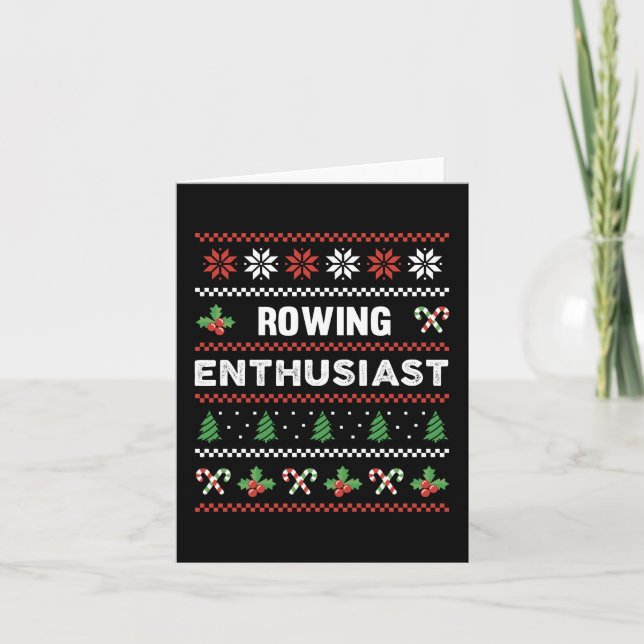 Rowing Enthusiasten hässlich Weihnachts-Sweater-Ge Karte (Vorderseite)