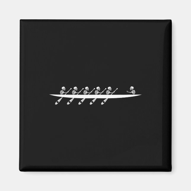 Rowing Skeleton Row Boats Paddle Coxswain Hallowee Magnet (Vorne)
