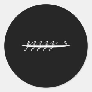 Rowing Skeleton Row Boats Paddle Coxswain Hallowee Runder Aufkleber