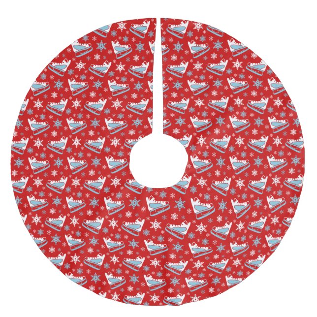 ROWS OF RED WHUE BLUE WINTER ICE SKATE POLYESTER WEIHNACHTSBAUMDECKE (Vorderseite)
